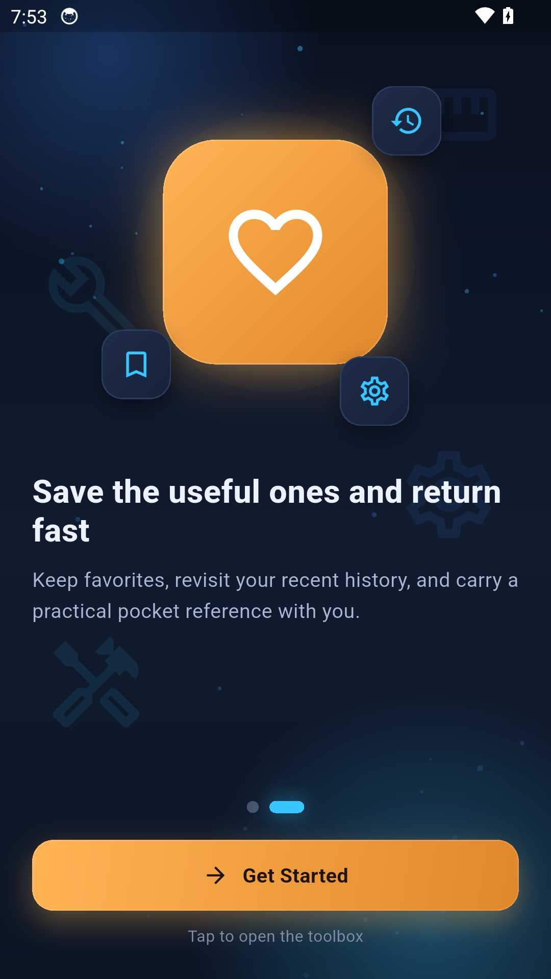 Favorites onboarding screen